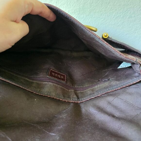 Vintage Y2K XOXO Brown Snake Print Gold Hardware Baguette Bag - Picture 4 of 9